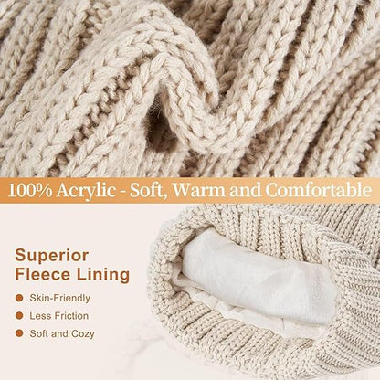Knitted Winter Hat Scarf and Touchscreen Gloves Set