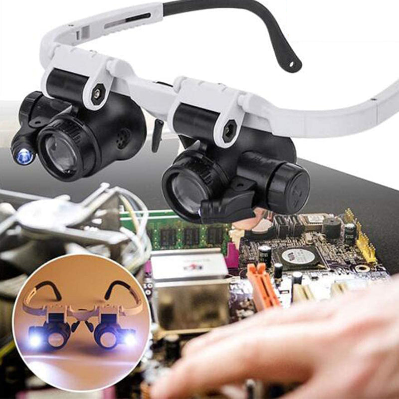 LED Dual Eye Magnifying Glasses with Adjustable Lenses
