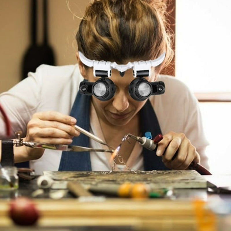 LED Dual Eye Magnifying Glasses with Adjustable Lenses