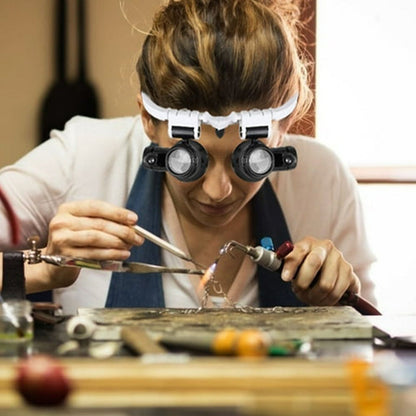 LED Dual Eye Magnifying Glasses with Adjustable Lenses