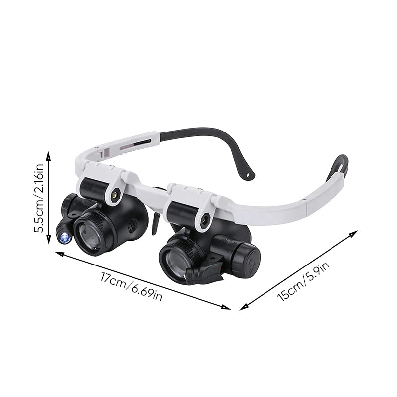 LED Dual Eye Magnifying Glasses with Adjustable Lenses
