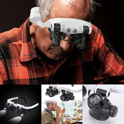 LED Dual Eye Magnifying Glasses with Adjustable Lenses