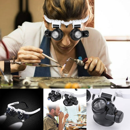 LED Dual Eye Magnifying Glasses with Adjustable Lenses