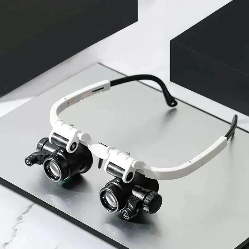 LED Head Magnifier Glasses with Interchangeable 8x 15x and 23x Lenses