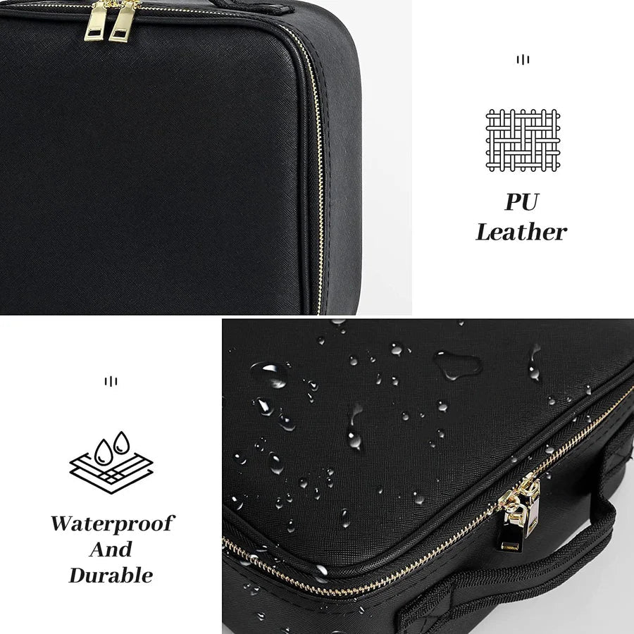 LED Makeup Bag with Lighted Mirror Travel Cosmetic Organizer