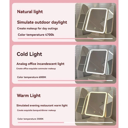 LED Makeup Mirror with 3 Light Modes and Dual Magnification