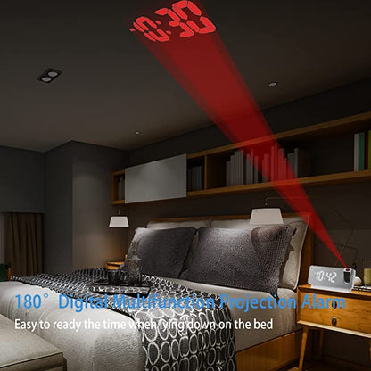 LED Projection Alarm Clock with Mirror Display