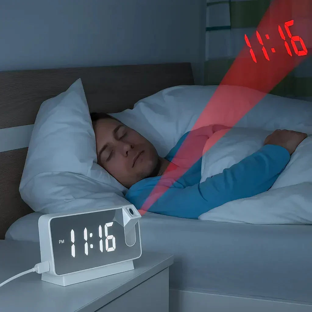 LED Projection Alarm Clock with Mirror Display