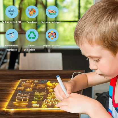 LED Reusable Drawing Board with Light Pen and USB Power