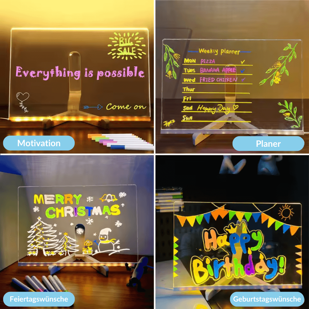 LED Reusable Drawing Board with Light Pen and USB Power