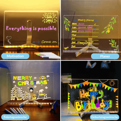 LED Reusable Drawing Board with Light Pen and USB Power