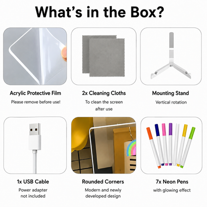 LED Reusable Drawing Board with Light Pen and USB Power