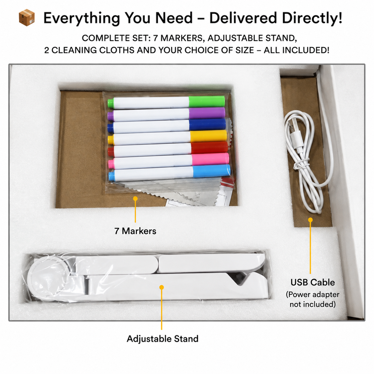 LED Reusable Drawing Board with Light Pen and USB Power