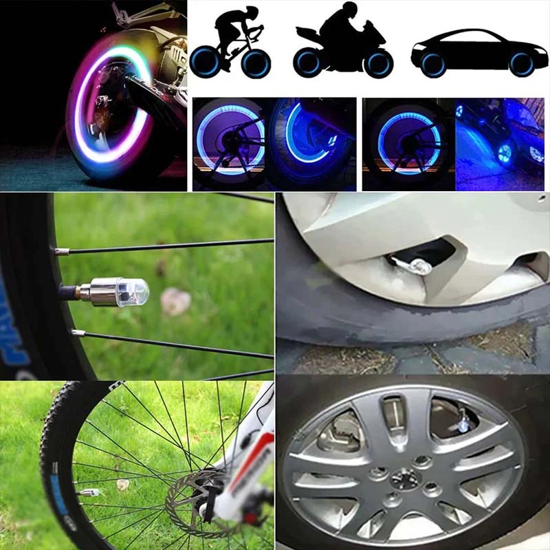 LED Tire Valve Cap Lights for Cars Bikes and Motorcycles