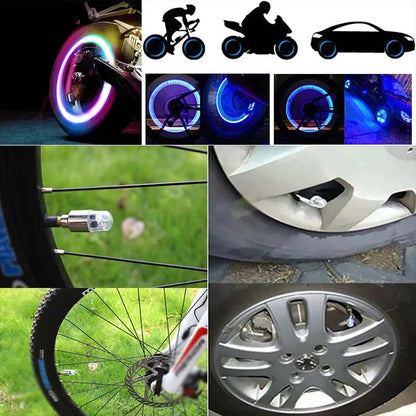 LED Tire Valve Cap Lights for Cars Bikes and Motorcycles