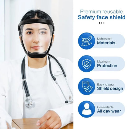 Large Clear Full Face Shield with Adjustable Headband
