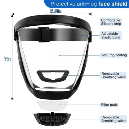 Large Clear Full Face Shield with Adjustable Headband