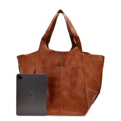 Large Leather Tote Bag with Spacious Shoulder Carry Design