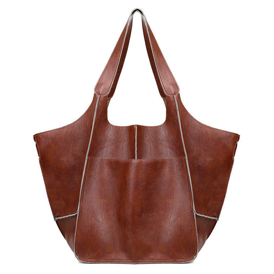 Large Leather Tote Bag with Spacious Shoulder Carry Design