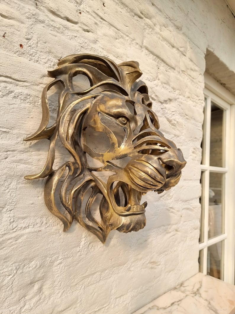 Large Lion Head Wall Mounted Sculpture Decorative Wall Art