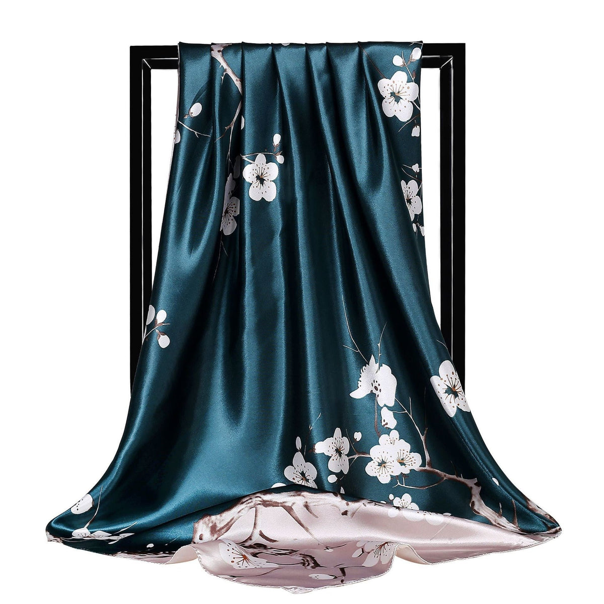 Large Square Silk Scarf 90x90cm Versatile Floral Print