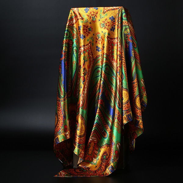 Large Square Silk Scarf 90x90cm Versatile Floral Print
