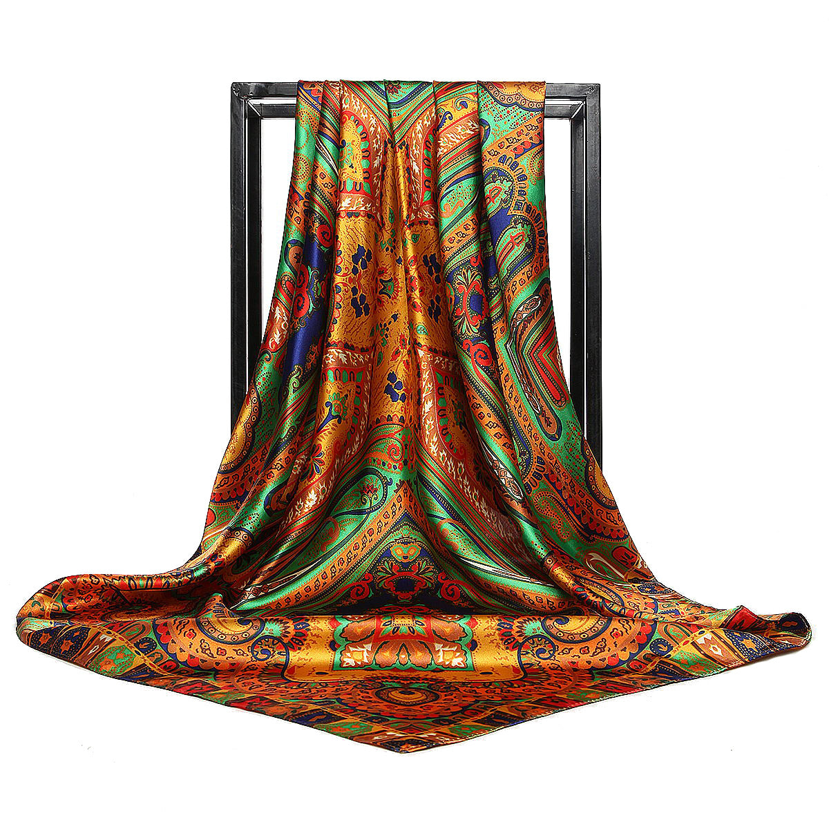 Large Square Silk Scarf 90x90cm Versatile Floral Print