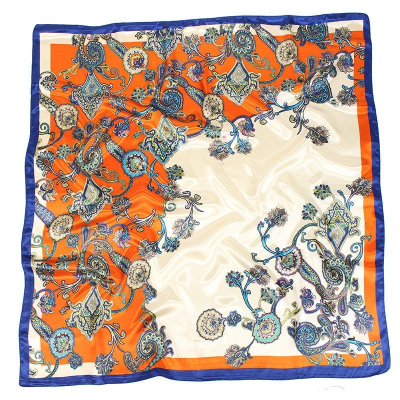 Large Square Silk Scarf 90x90cm Versatile Floral Print