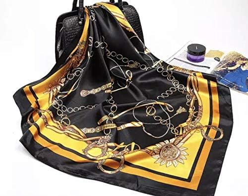 Large Square Silk Scarf 90x90cm Versatile Floral Print