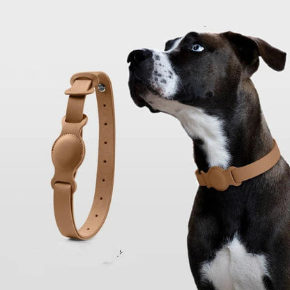 Leather AirTag Dog Collar with Built In Tracker Holder