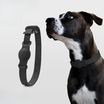 Leather AirTag Dog Collar with Built In Tracker Holder