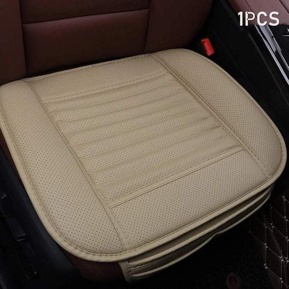 Leather Car Seat Cushion with Bamboo Charcoal Universal All Season Seat Protector