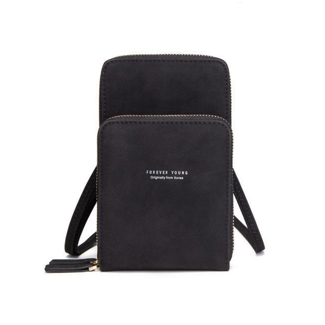 Leather Crossbody Phone Wallet with Triple Closure Card Holder