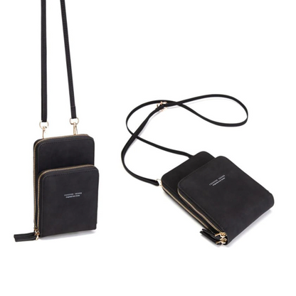 Leather Crossbody Phone Wallet with Triple Closure Card Holder