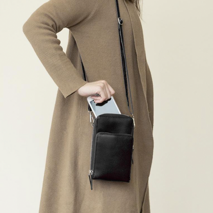 Leather Crossbody Phone Wallet with Triple Closure Card Holder