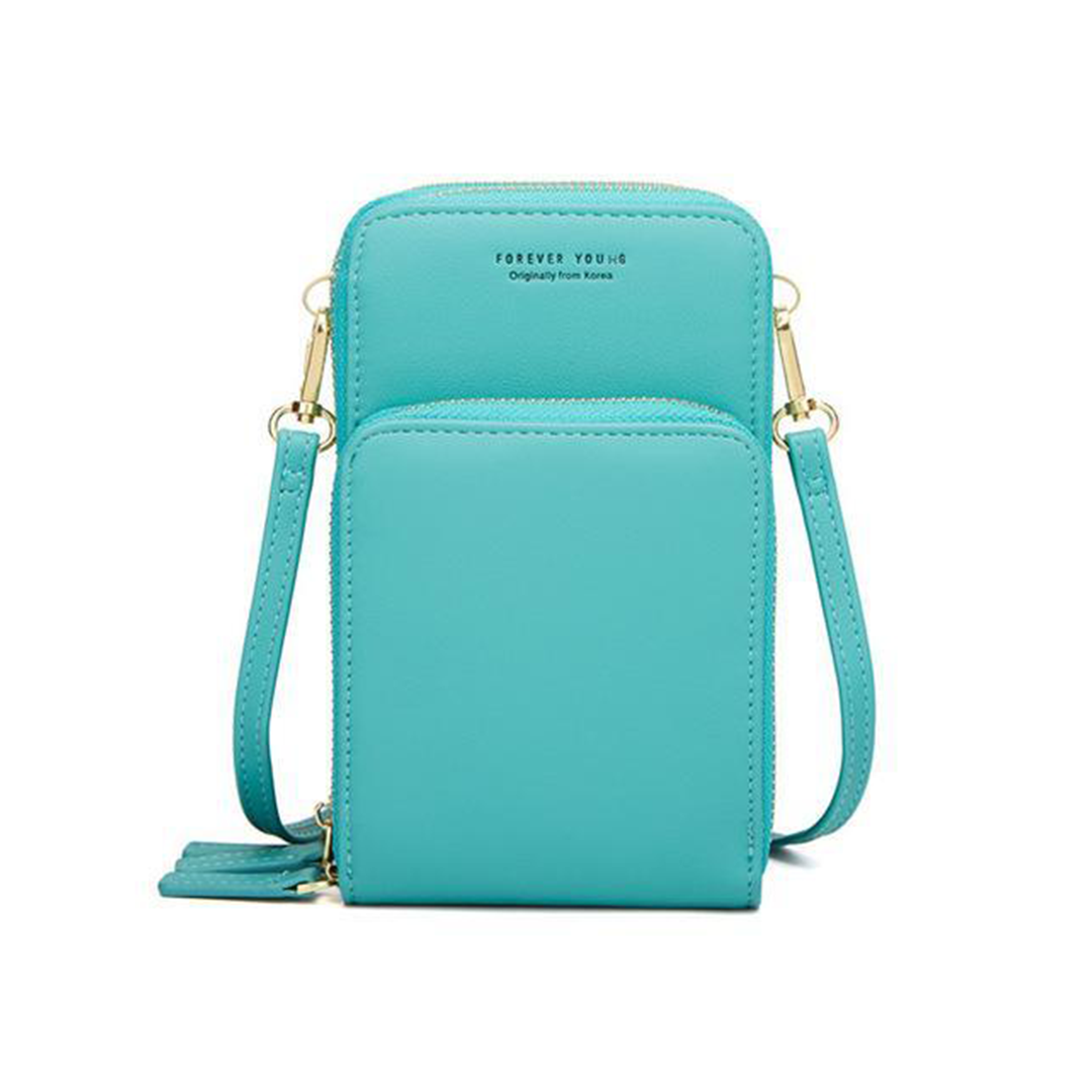 Leather Crossbody Phone Wallet with Triple Closure Card Holder