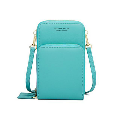 Leather Crossbody Phone Wallet with Triple Closure Card Holder