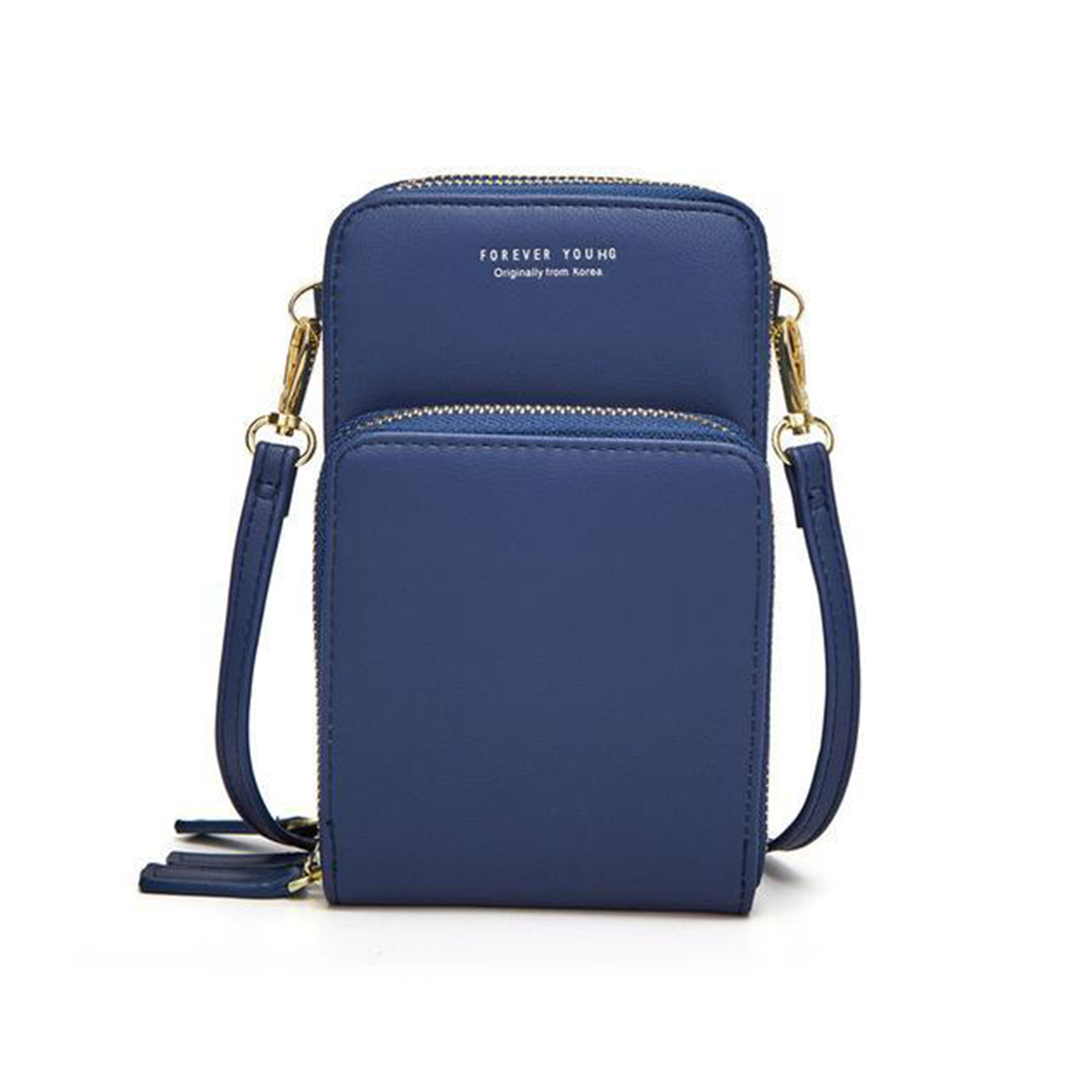 Leather Crossbody Phone Wallet with Triple Closure Card Holder