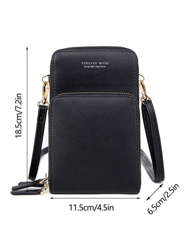 Leather Crossbody Phone Wallet with Triple Closure Card Holder