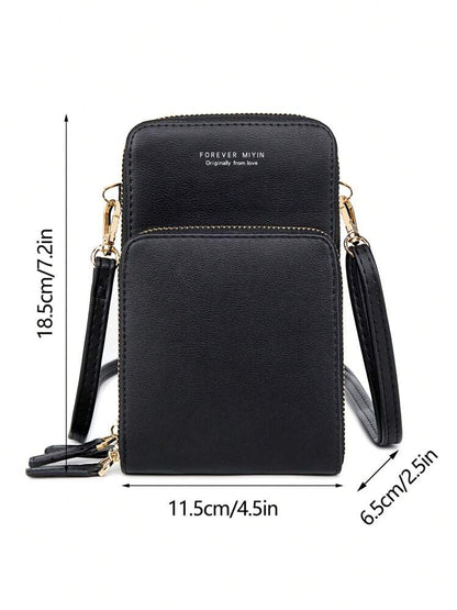 Leather Crossbody Phone Wallet with Triple Closure Card Holder
