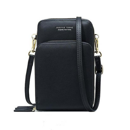 Leather Crossbody Phone Wallet with Triple Closure Card Holder