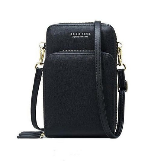 Leather Crossbody Phone Wallet with Triple Closure Card Holder