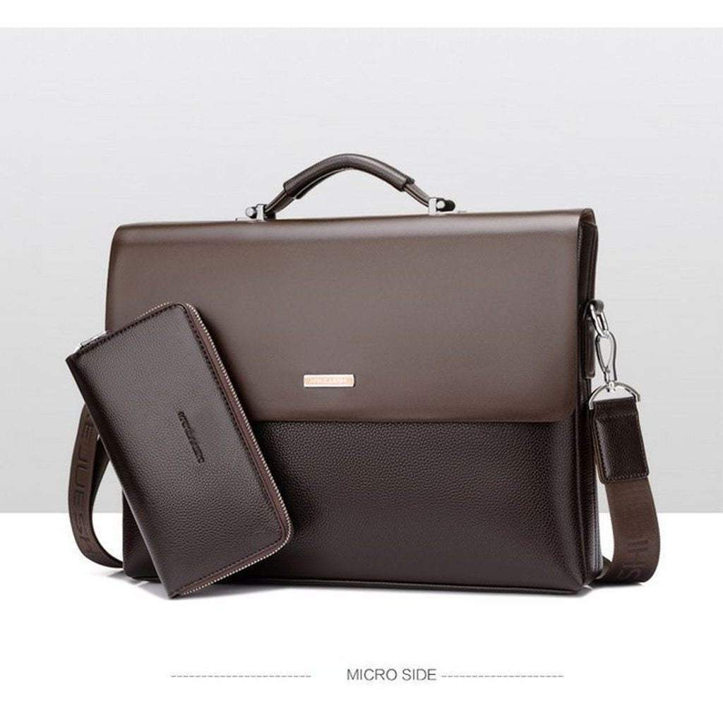 Leather Laptop Briefcase Shoulder Business Bag