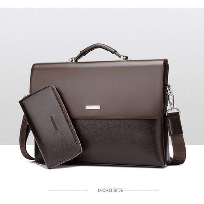 Leather Laptop Briefcase Shoulder Business Bag