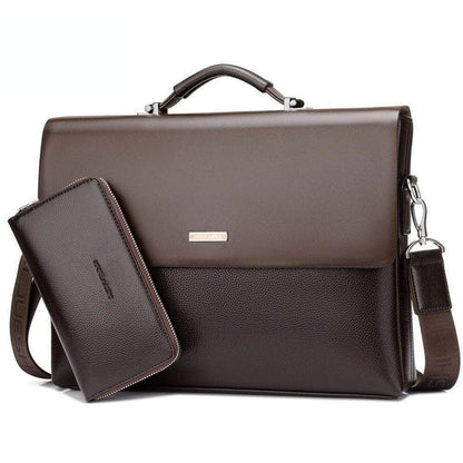 Leather Laptop Briefcase Shoulder Business Bag