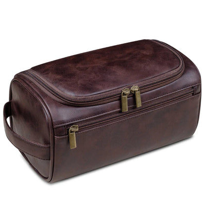 Leather Travel Toiletry Bag with Waterproof Lining