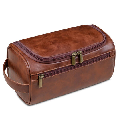 Leather Travel Toiletry Bag with Waterproof Lining