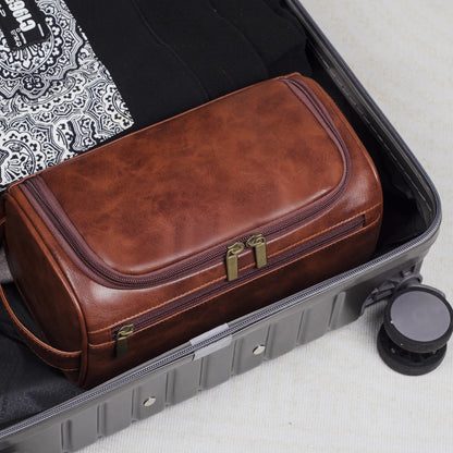 Leather Travel Toiletry Bag with Waterproof Lining