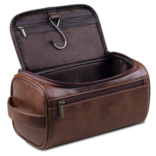 Leather Travel Toiletry Bag with Waterproof Lining