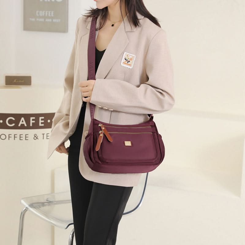 Lightweight Nylon Crossbody Shoulder Bag with Multi Pocket Storage